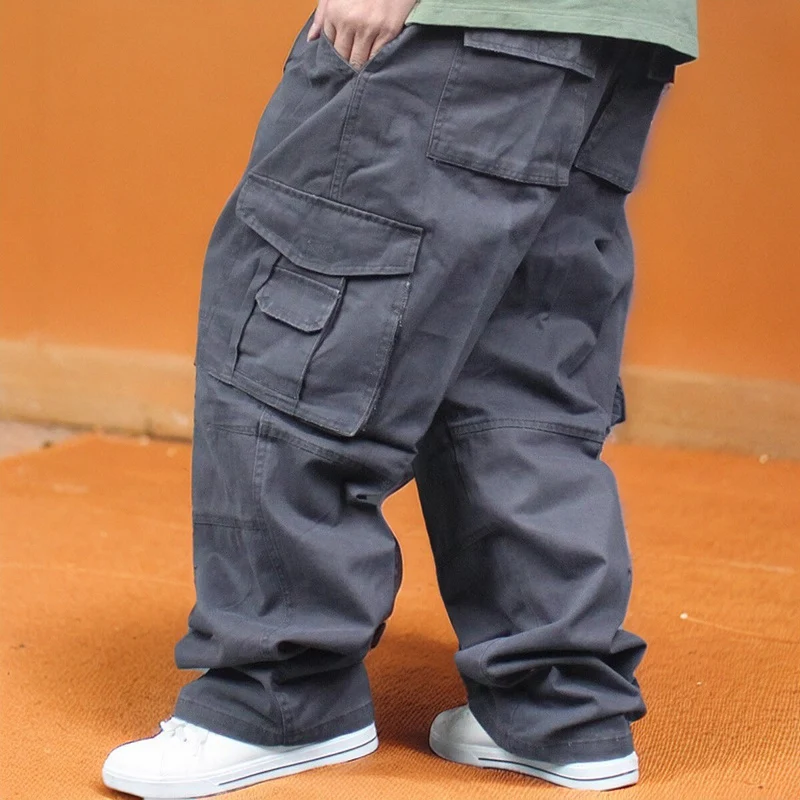 Herren Baggy-Cargohhose mit weitem Bein und Multifunktionstaschen Drune