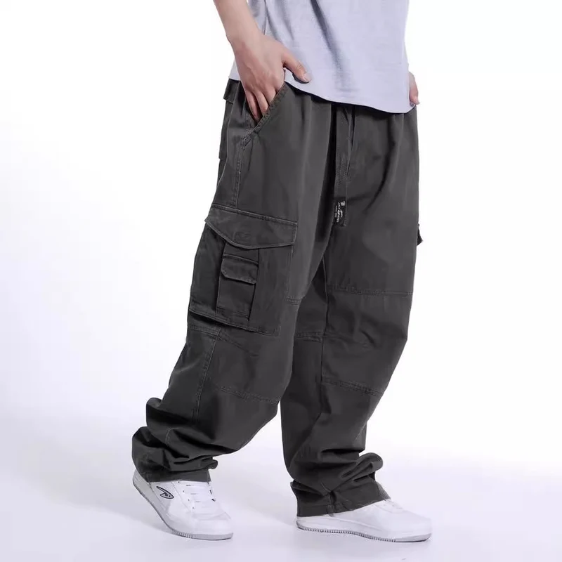 Herren Baggy-Cargohhose mit weitem Bein und Multifunktionstaschen Drune