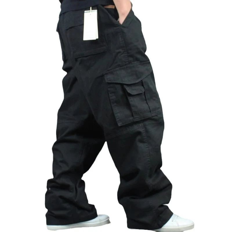 Herren Baggy-Cargohhose mit weitem Bein und Multifunktionstaschen Drune