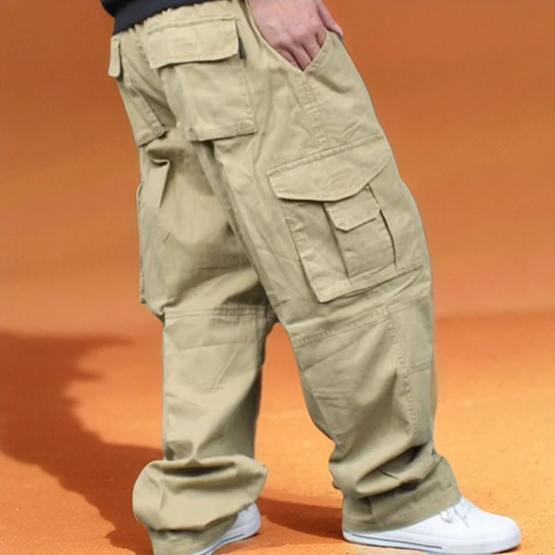 Herren Baggy-Cargohhose mit weitem Bein und Multifunktionstaschen Drune