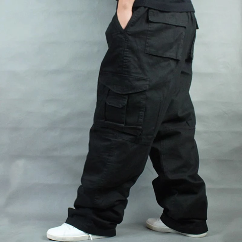Herren Baggy-Cargohhose mit weitem Bein und Multifunktionstaschen Drune