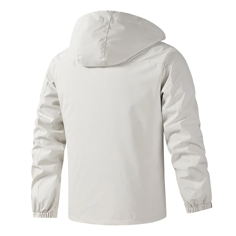 Herren Atmungsaktive wasserabweisende Kapuzen-Outdoorjacke mit kariertem Innenfutter, Multifunktions-Taschen & verstellbarer Kapuze Drune