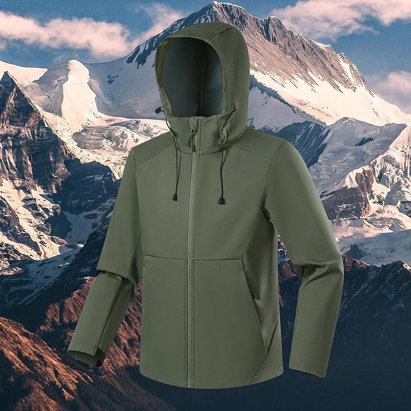 Herren Atmungsaktive Softshell-Fleecejacke mit mehrlagiger Membran, ergonomischem Schnitt und verstellbarer Kapuze Drune