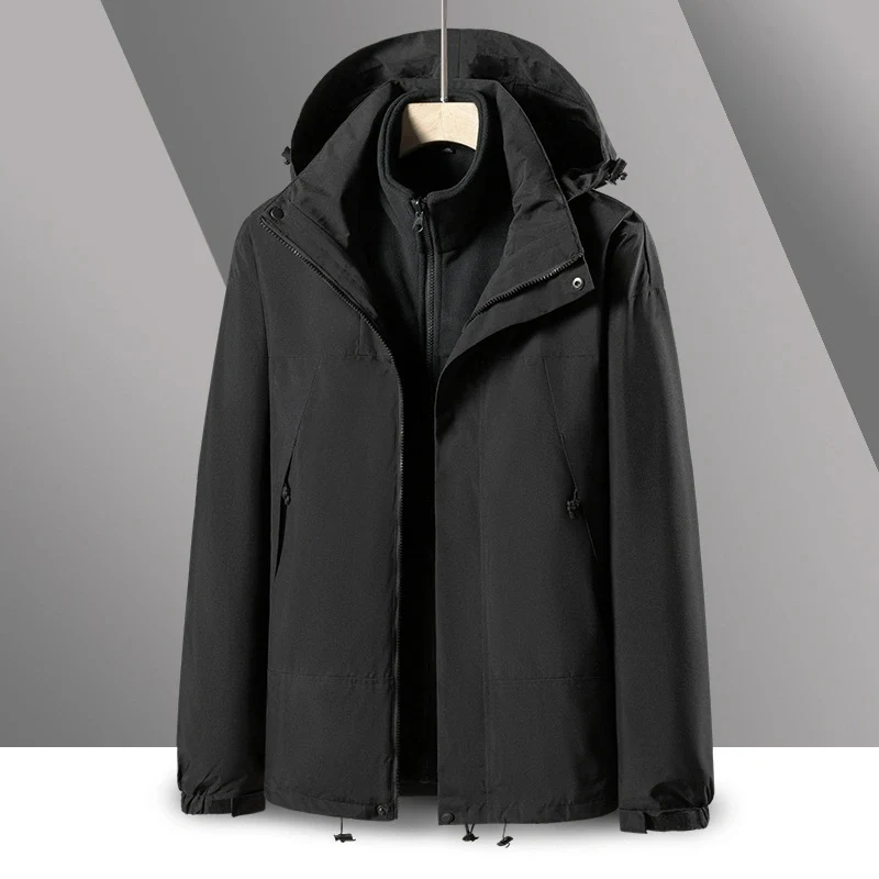 Herren 2‑in‑1 Softshell‑Fleece Hybridjacke mit abnehmbarer Kapuze Drune