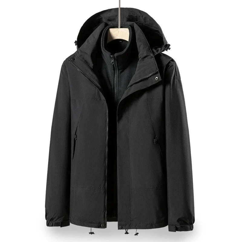 Herren 2‑in‑1 Softshell‑Fleece Hybridjacke mit abnehmbarer Kapuze Drune