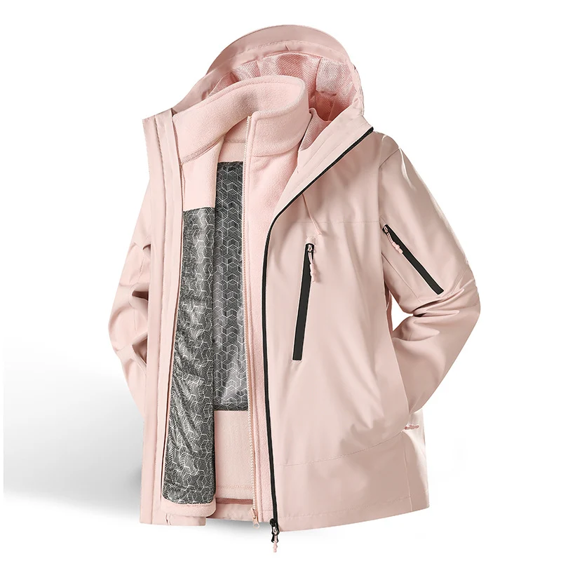 Damen Zweiteiliges wasserdichtes Funktionsjacken-Set mit herausnehmbarer Fleece-Innenjacke Drune