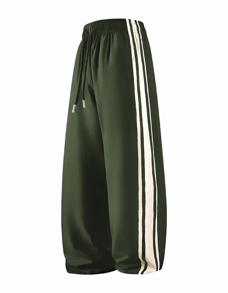Damen Weite Trackpants mit Tunnelzugbund und seitlichen Kontraststreifen Drune