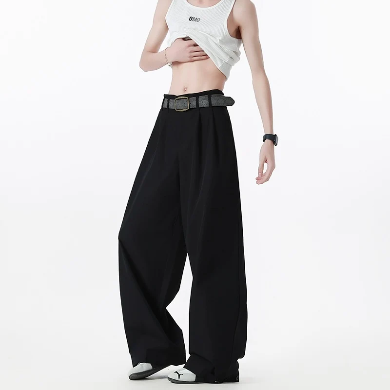Damen Weite High-Waist Cargohose mit Kellerfalten, verstellbarem Beinabschluss & Utility-Gürtel Drune