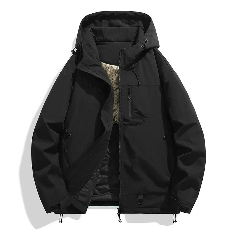 Damen Wasserdichte isolierte Softshell‑Thermojacke mit Kapuze und Multifunktionstaschen Drune