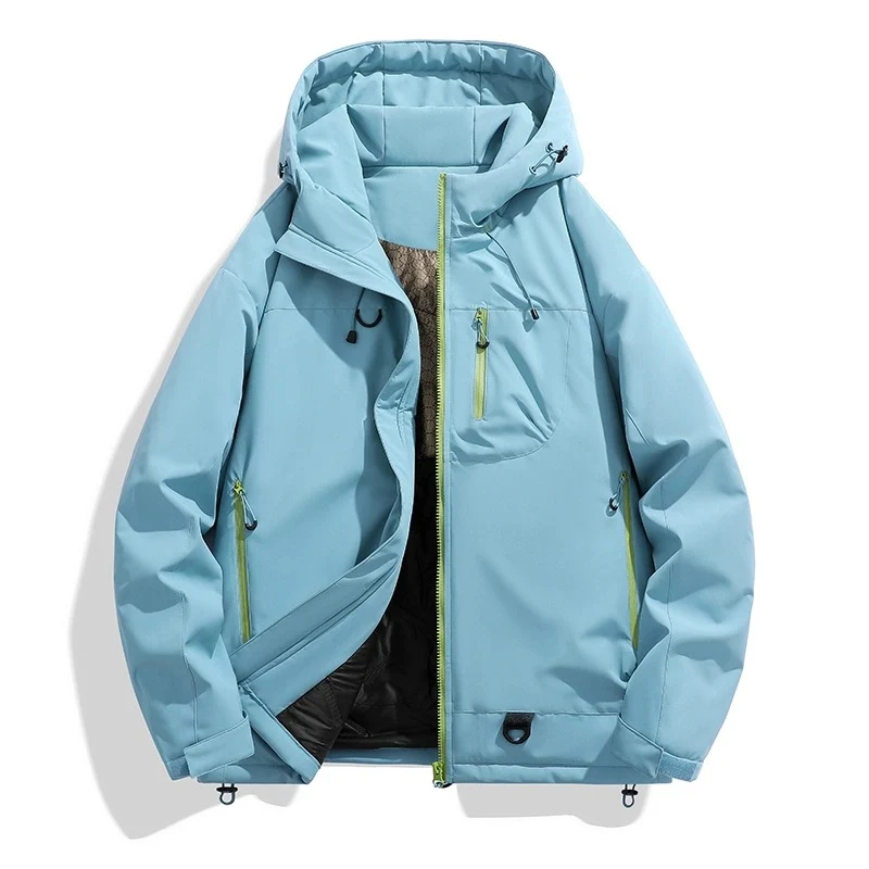 Damen Wasserdichte isolierte Softshell‑Thermojacke mit Kapuze und Multifunktionstaschen Drune
