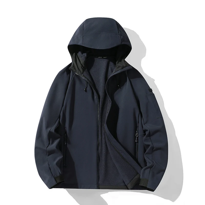 Damen Softshelljacke mit Kapuze und Fleece-Innenfutter, winddicht wasserabweisend Drune
