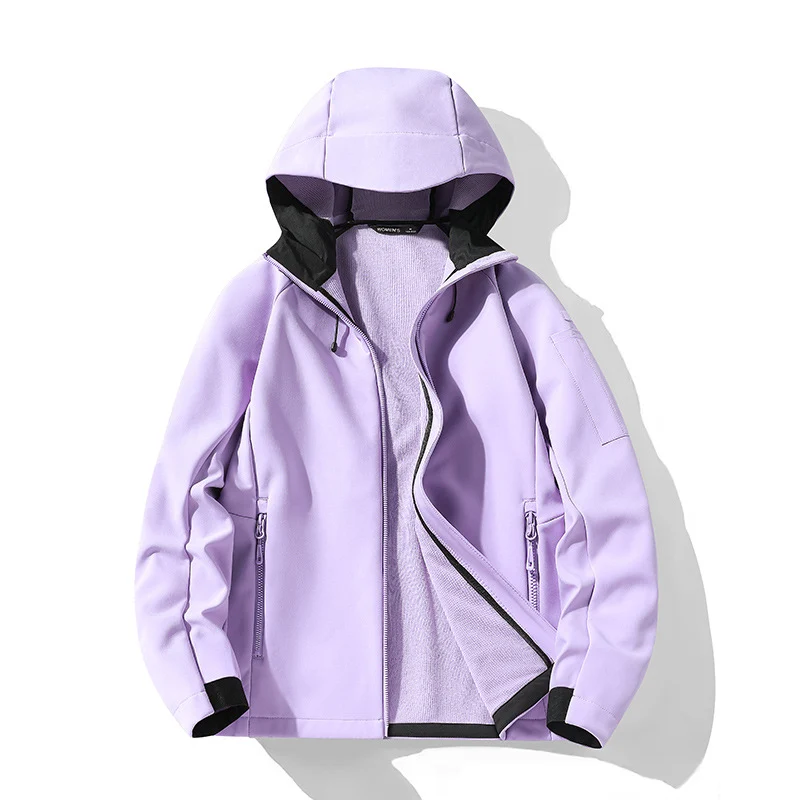 Damen Softshelljacke mit Kapuze und Fleece-Innenfutter, winddicht wasserabweisend Drune