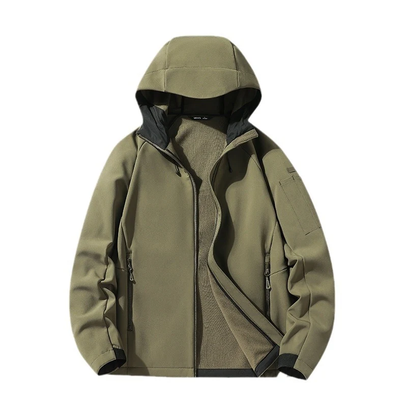 Damen Softshelljacke mit Kapuze und Fleece-Innenfutter, winddicht wasserabweisend Drune