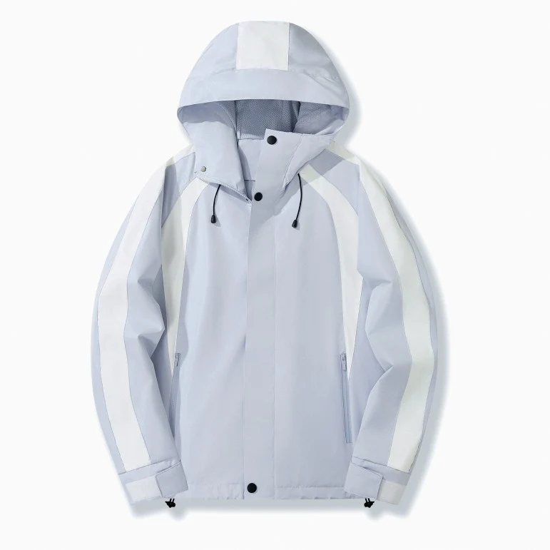 Damen Leichte Kapuzen-Regenjacke mit Kontraststreifen und Mesh‑Futter Drune