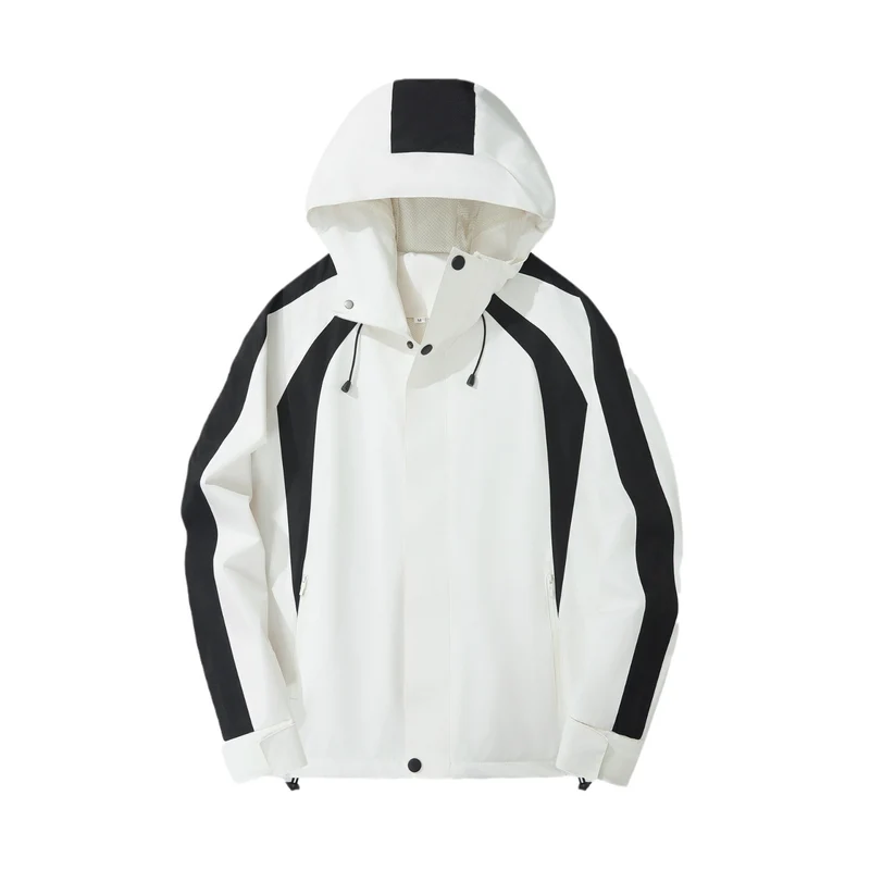 Damen Leichte Kapuzen-Regenjacke mit Kontraststreifen und Mesh‑Futter Drune