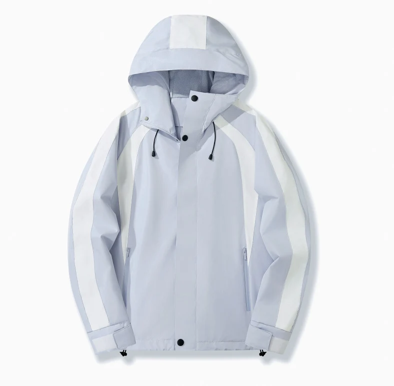 Damen Leichte Kapuzen-Regenjacke mit Kontraststreifen und Mesh‑Futter Drune