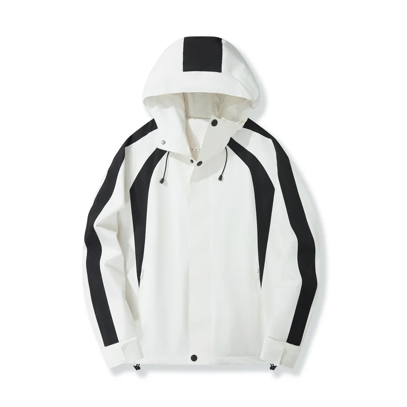 Damen Leichte Kapuzen-Regenjacke mit Kontraststreifen und Mesh‑Futter Drune