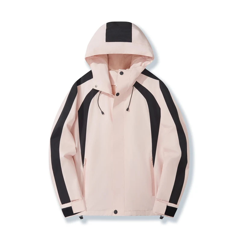Damen Leichte Kapuzen-Regenjacke mit Kontraststreifen und Mesh‑Futter Drune