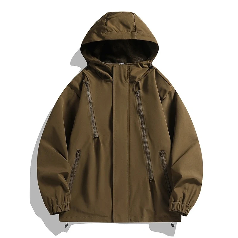 Damen Kurze technische Kapuzenjacke mit asymmetrischen Reißverschlüssen & Kordelzug Drune