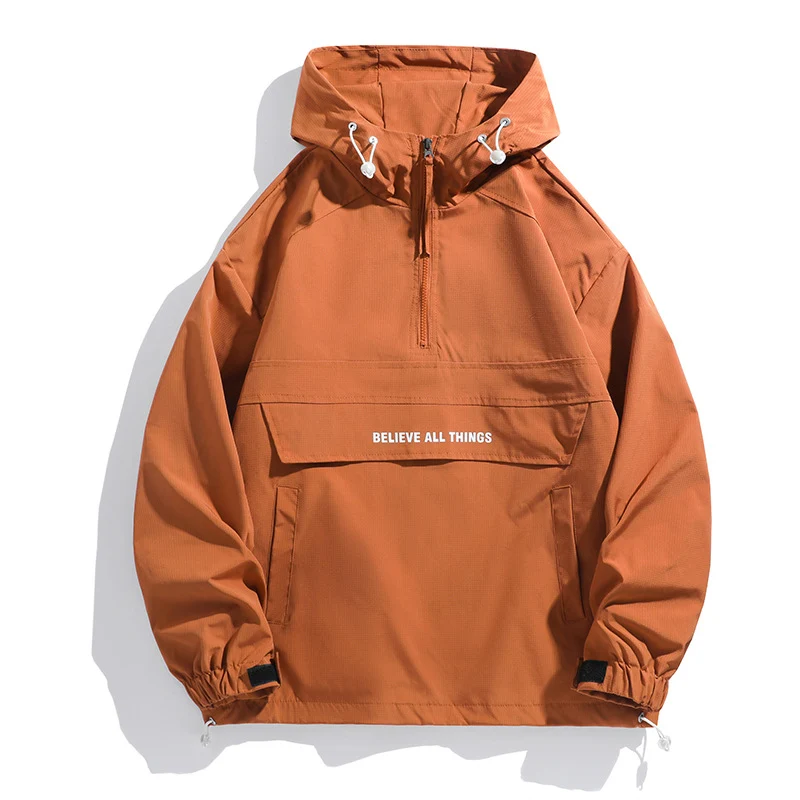 Damen Kapuzen-Anorak mit halbem Reißverschluss, Kängurutasche & verstellbarem Saum Drune