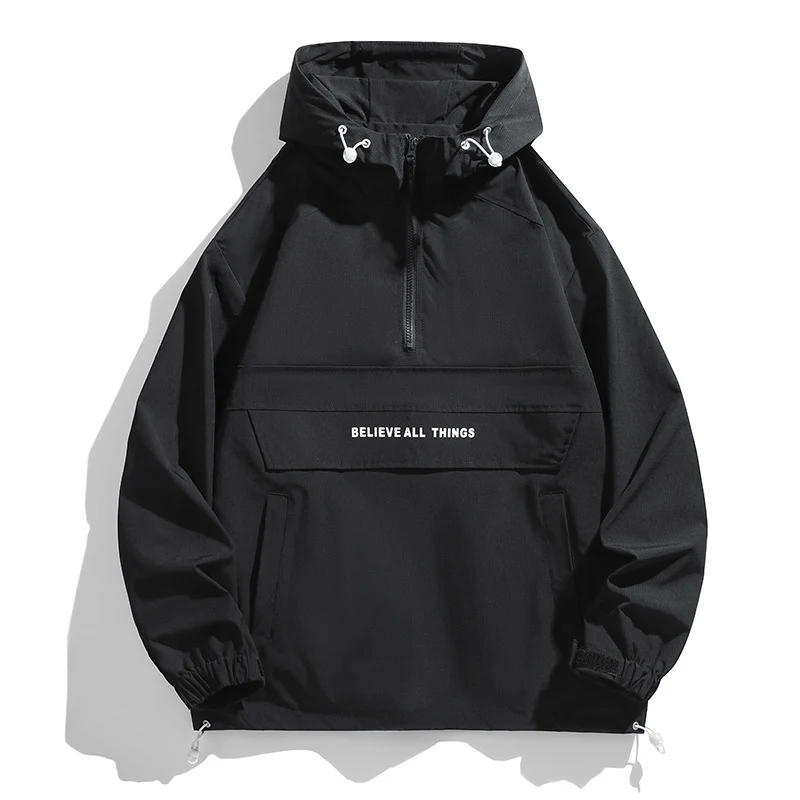 Damen Kapuzen-Anorak mit halbem Reißverschluss, Kängurutasche & verstellbarem Saum Drune