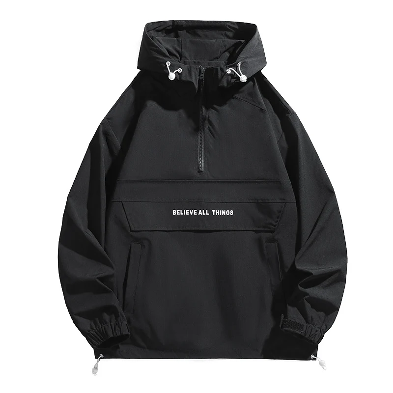 Damen Kapuzen-Anorak mit halbem Reißverschluss, Kängurutasche & verstellbarem Saum Drune