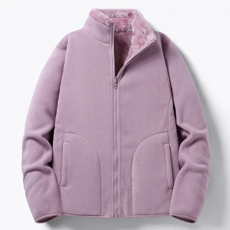 Damen Gefütterte Fleece-Jacke mit Teddyfutter, Stehkragen & durchgehendem Reißverschluss Drune