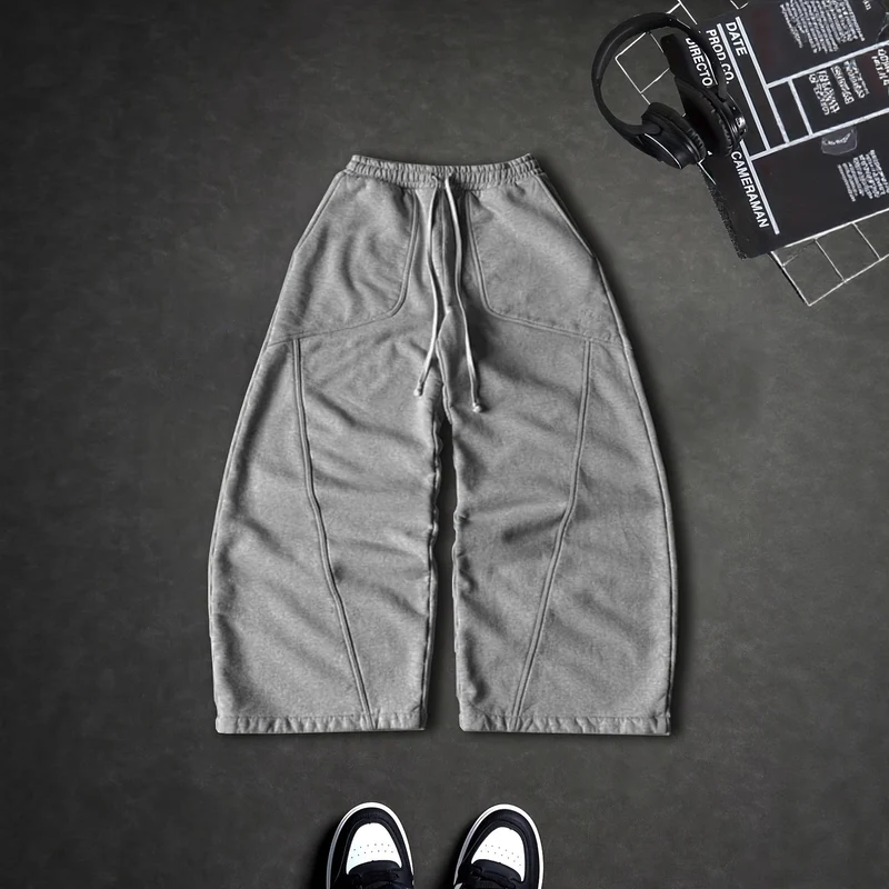 Damen Extraweite Lounge-Jogginghose mit hohem Bund, Kordelzug & geformten Kniepanelen Drune