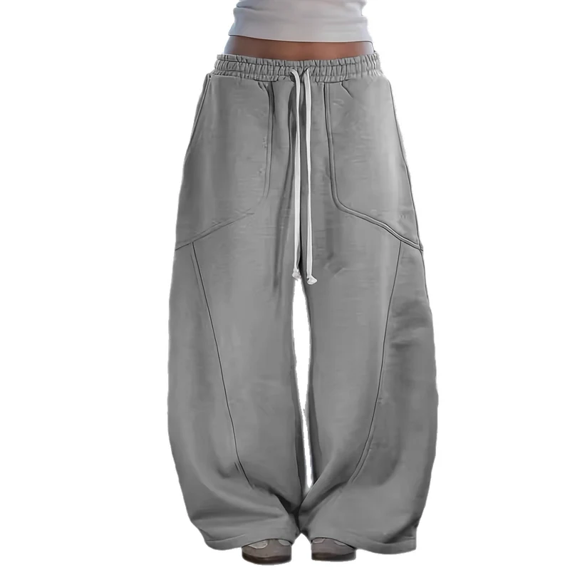Damen Extraweite Lounge-Jogginghose mit hohem Bund, Kordelzug & geformten Kniepanelen Drune
