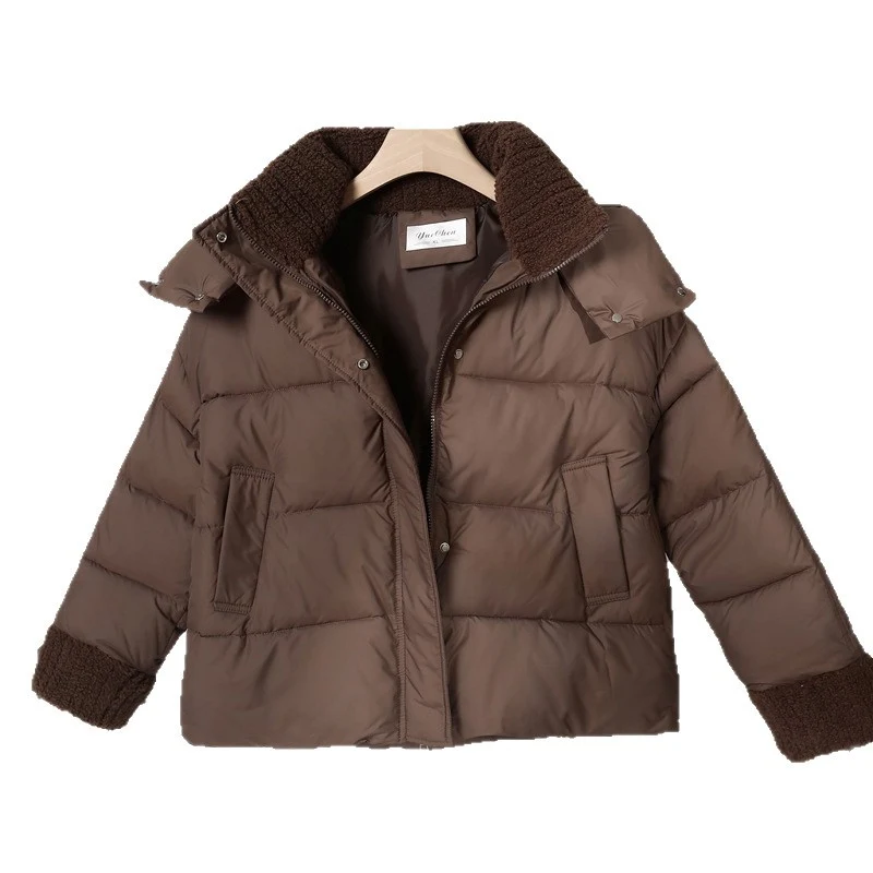 Damen nan wattierte Kurzjacke im Boxy-Schnitt mit Sherpa-Kragen und verstellbarem Tunnelzugsaum Drune
