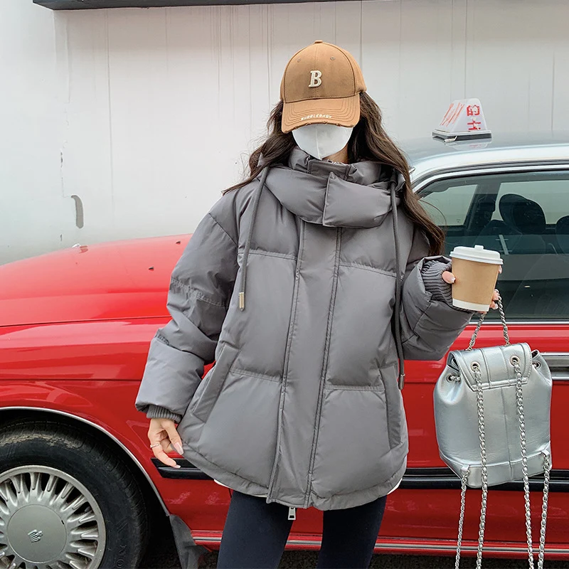 Damen nan leicht wattierte Oversize-Steppjacke mit Kapuze und verdecktem Reißverschluss Drune