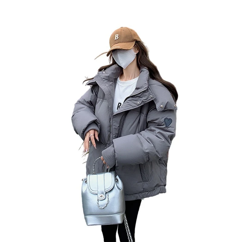 Damen nan leicht wattierte Oversize-Steppjacke mit Kapuze und verdecktem Reißverschluss Drune