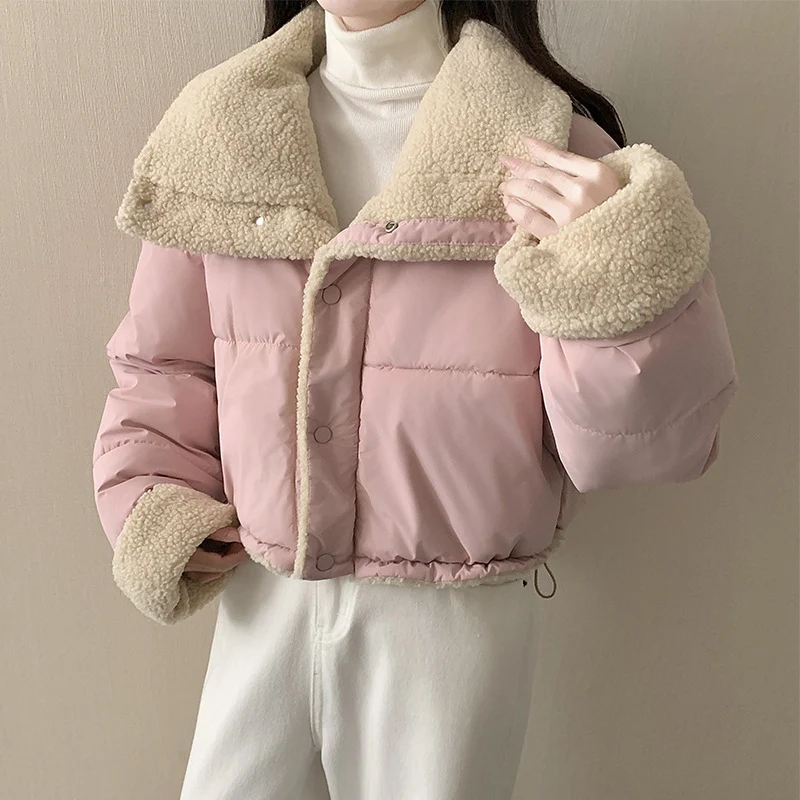 Damen nan kurze wattierte Jacke mit hochschließendem Schalkragen und Teddybündchen Drune