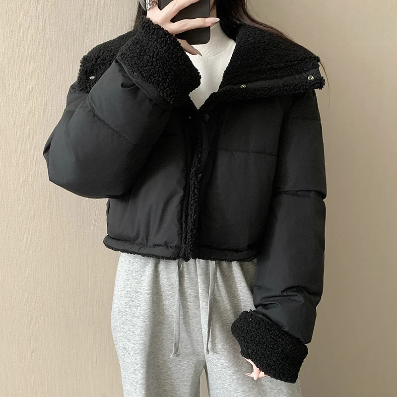 Damen nan kurze wattierte Jacke mit hochschließendem Schalkragen und Teddybündchen Drune