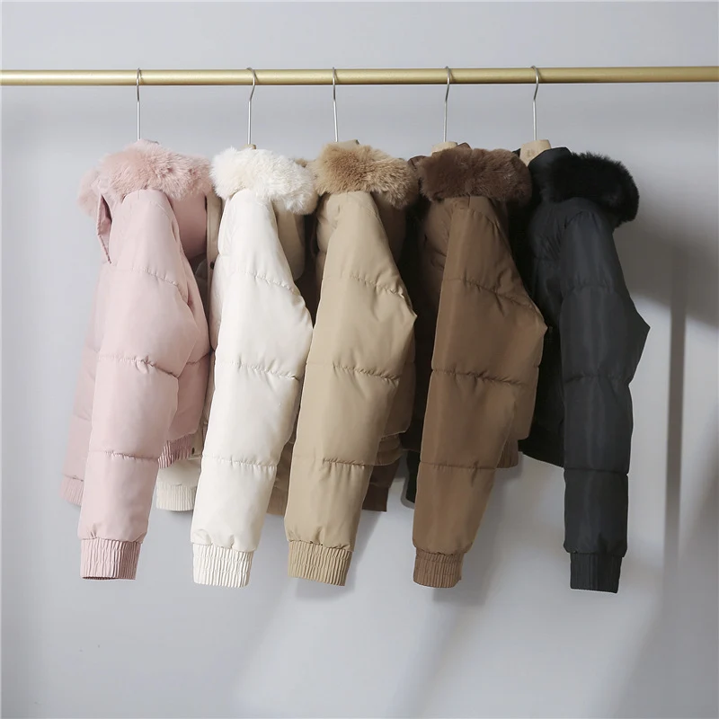 Damen nan kurze gesteppte Bomberjacke mit warmer Kapuze, abnehmbarem Webpelzrand, elastischem Bund und Thermofutter Drune