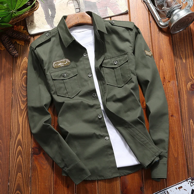 Herren Utility-Hemdjacke mit Brusttaschen und Schulterklappen Drune