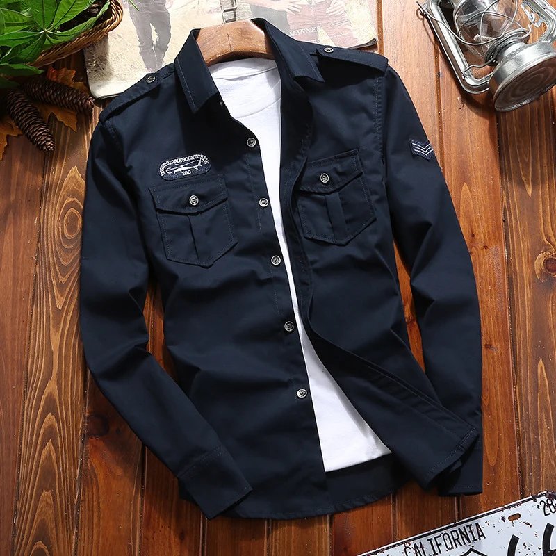 Herren Utility-Hemdjacke mit Brusttaschen und Schulterklappen Drune