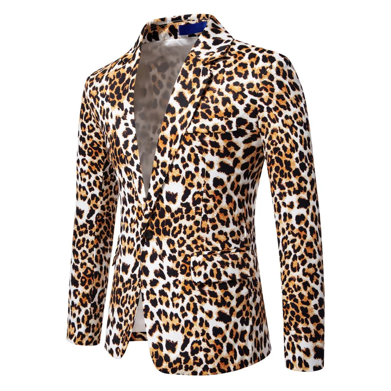 Herren Designer-Blazer mit auffälligem Leopardenmuster und edlem Schnitt Drune