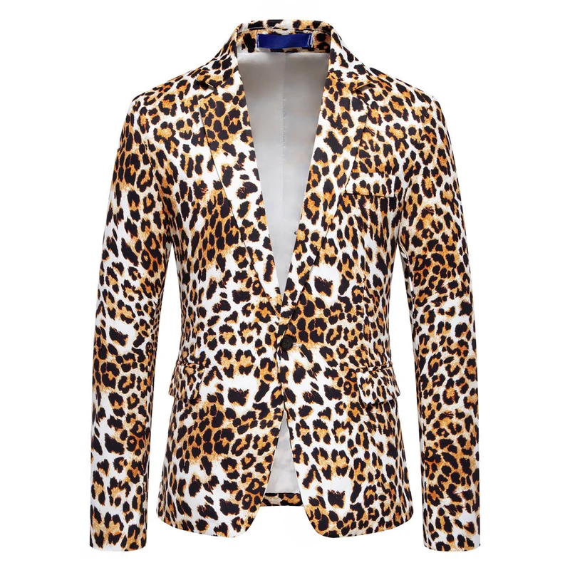 Herren Designer-Blazer mit auffälligem Leopardenmuster und edlem Schnitt Drune