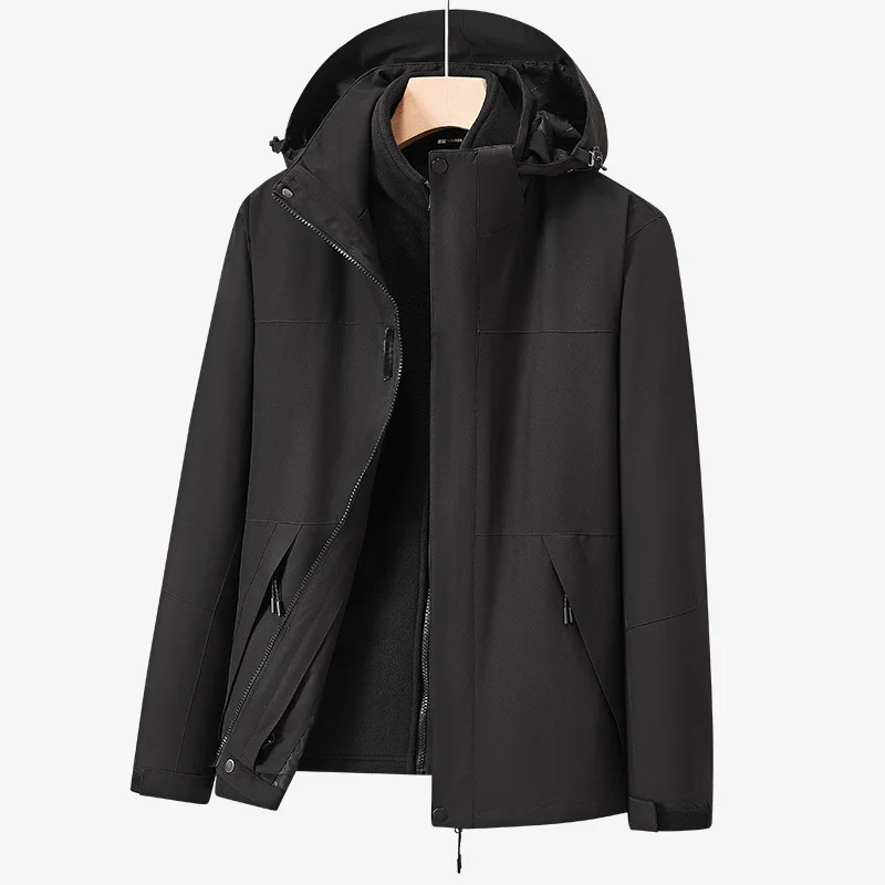 Unisex zweilagige wasserabweisende Outdoorjacke mit Kapuze und Colorblock-Design Drune