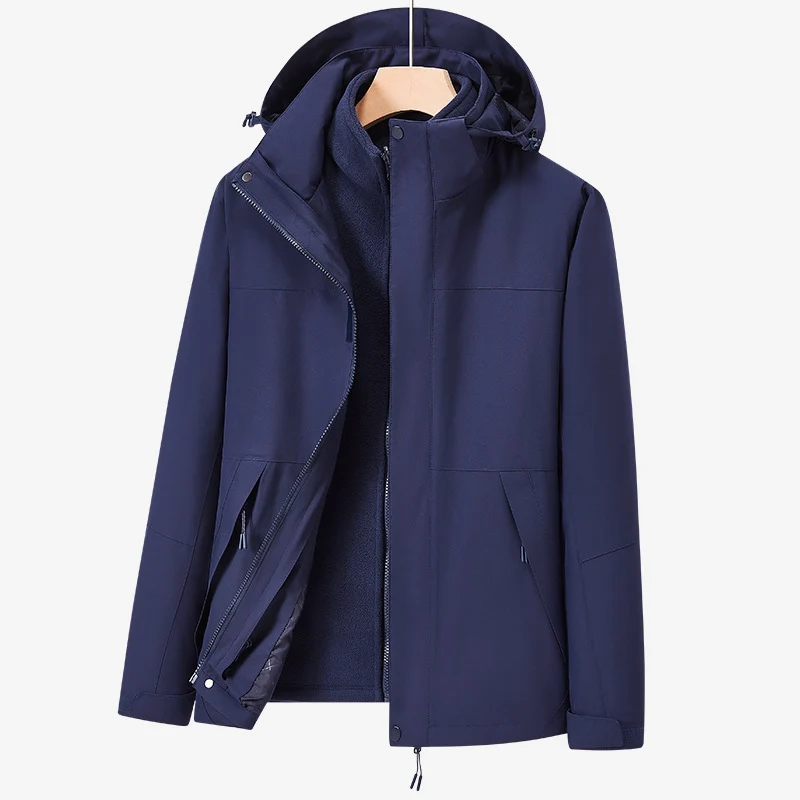 Unisex zweilagige wasserabweisende Outdoorjacke mit Kapuze und Colorblock-Design Drune