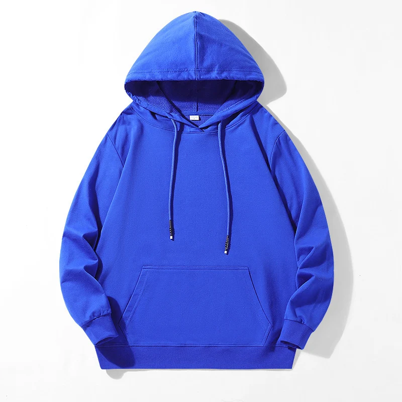 Unisex Locker geschnittener Kapuzenpullover aus Baumwollmix mit Kängurutasche und Kordelzug Drune