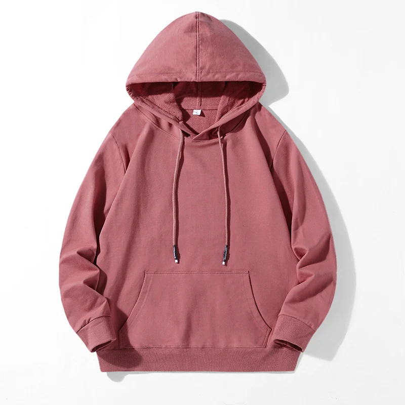 Unisex Locker geschnittener Kapuzenpullover aus Baumwollmix mit Kängurutasche und Kordelzug Drune