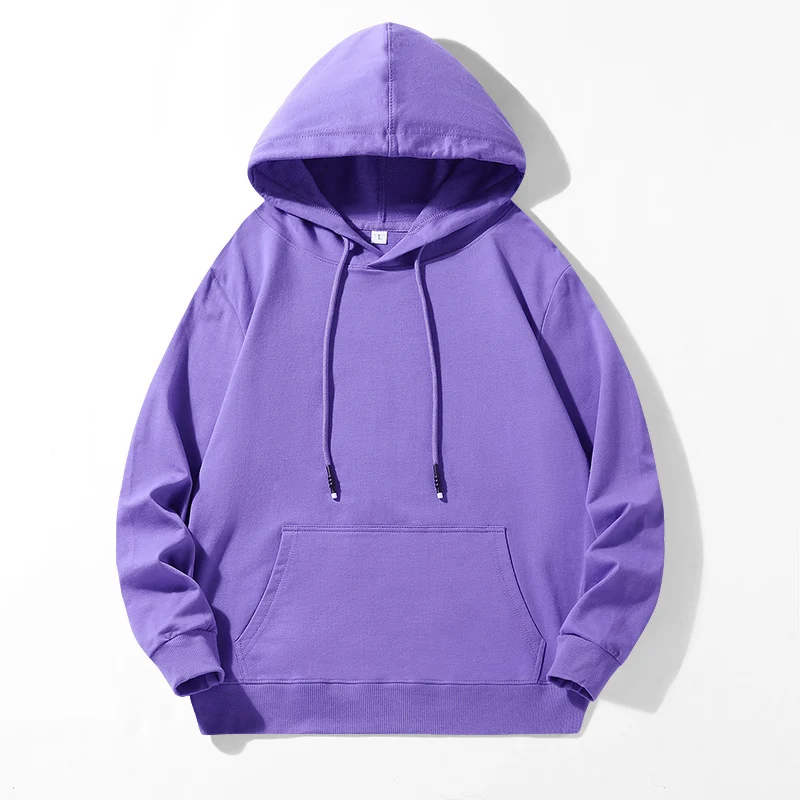 Unisex Locker geschnittener Kapuzenpullover aus Baumwollmix mit Kängurutasche und Kordelzug Drune