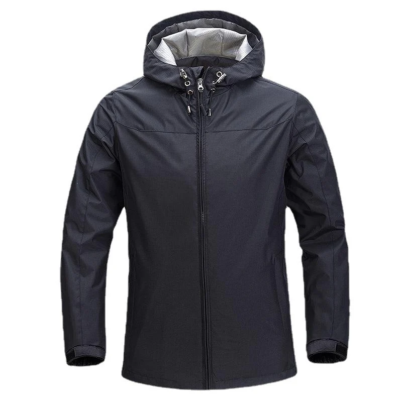Unisex Leichte packbare Regen- und Windjacke mit verstellbarer Kapuze und atmungsaktivem Futter Drune