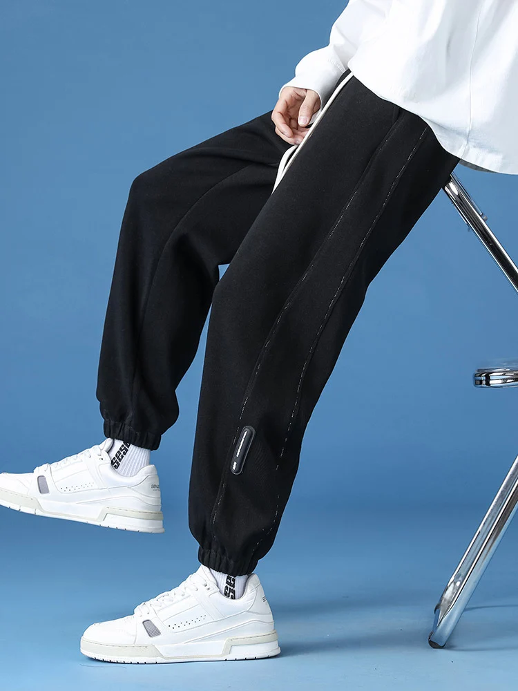 Unisex lässige Freizeit-Jogginghose aus Baumwollmix mit elastischem Bund und Saumbündchen Drune