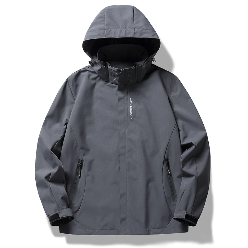 Herren zweilagige Softshell-Regenjacke mit abnehmbarem Fleece‑Innenlayer und verstellbarer Kapuze Drune