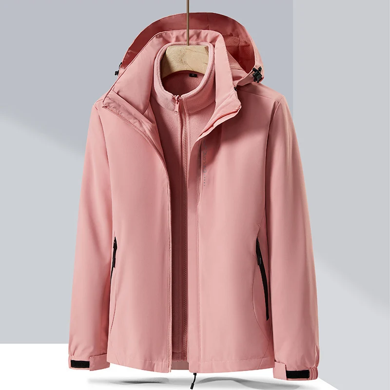 Herren zweilagige Softshell-Regenjacke mit abnehmbarem Fleece‑Innenlayer und verstellbarer Kapuze Drune