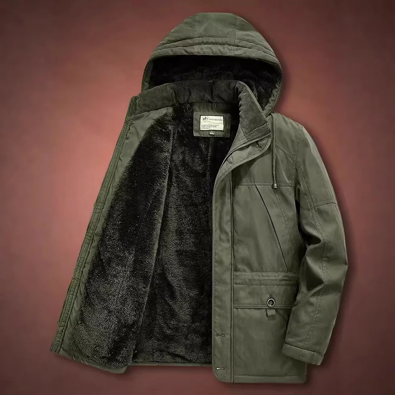 Herren Winterparka mit Teddyfell-Innenfutter und Kapuze Drune