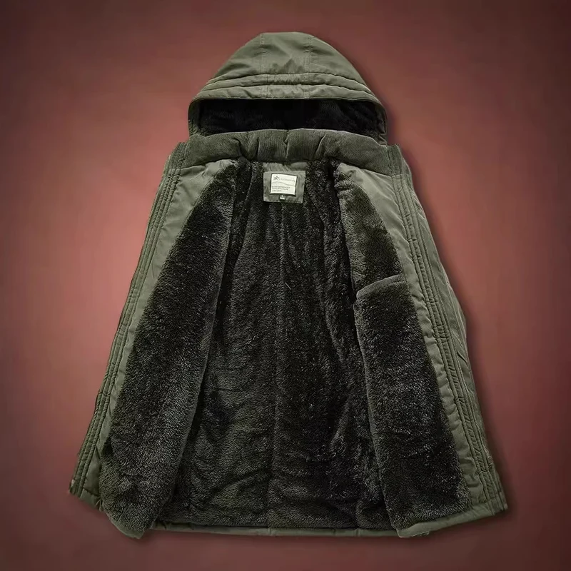 Herren Winterparka mit Teddyfell-Innenfutter und Kapuze Drune